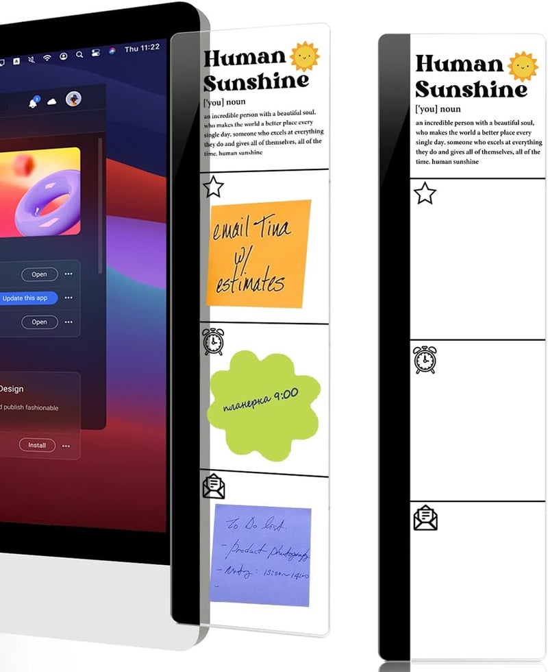 HTBIG Computer Monitor Memo BoardHuman Sunshine Logo Decor Monitor Message Board Sticky Notes Office Desk Accessories for Send Family Members Office Friends and Colleagues Gifts - Image 1